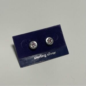 Y2K Vintage Sterling Silver Genuine Crystal Cubic Zirconia Star Stud Earrings